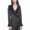Polka Dot Pleated Wrap Dress