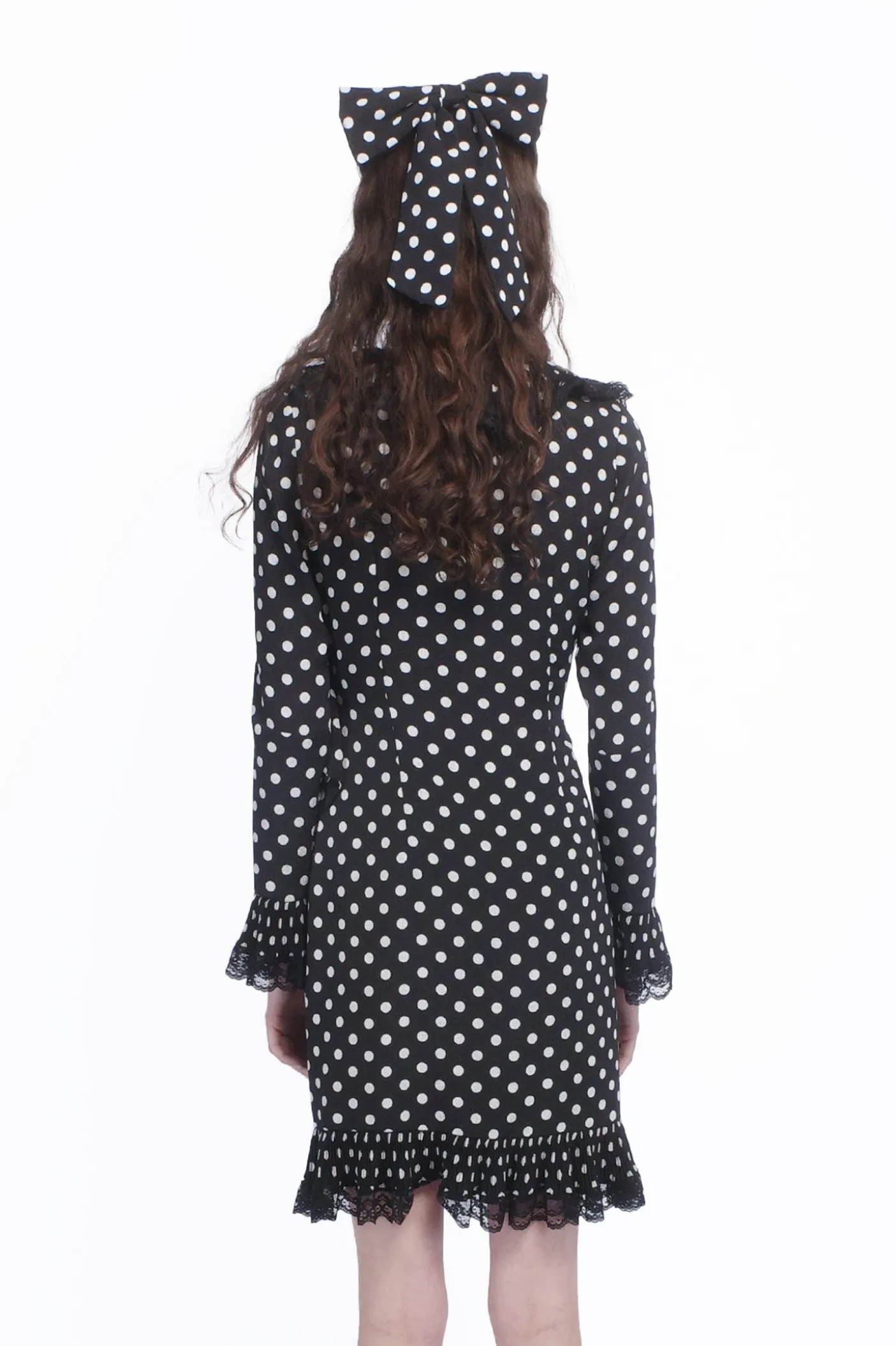 Polka Dot Pleated Wrap Dress