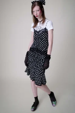 Polka Dot Ruched Lace Camisole