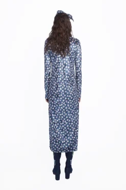 Posie Stretch Velvet Long Dress With Slit