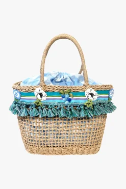 Raffia Tassel Bag-Baby Blue