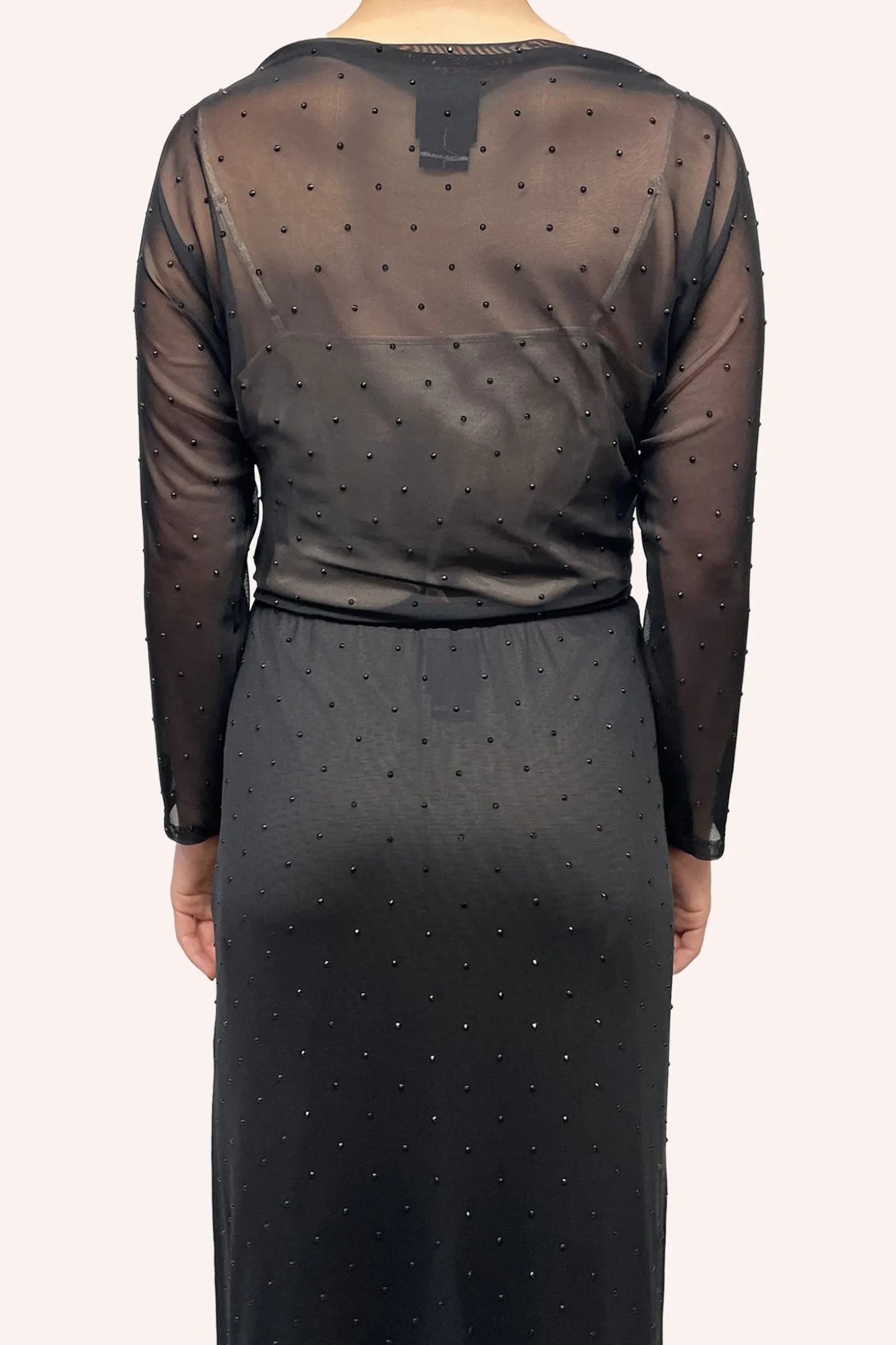 Rhinestone Mesh Gathered Top