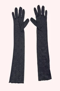 Rhinestone Mesh Gloves
