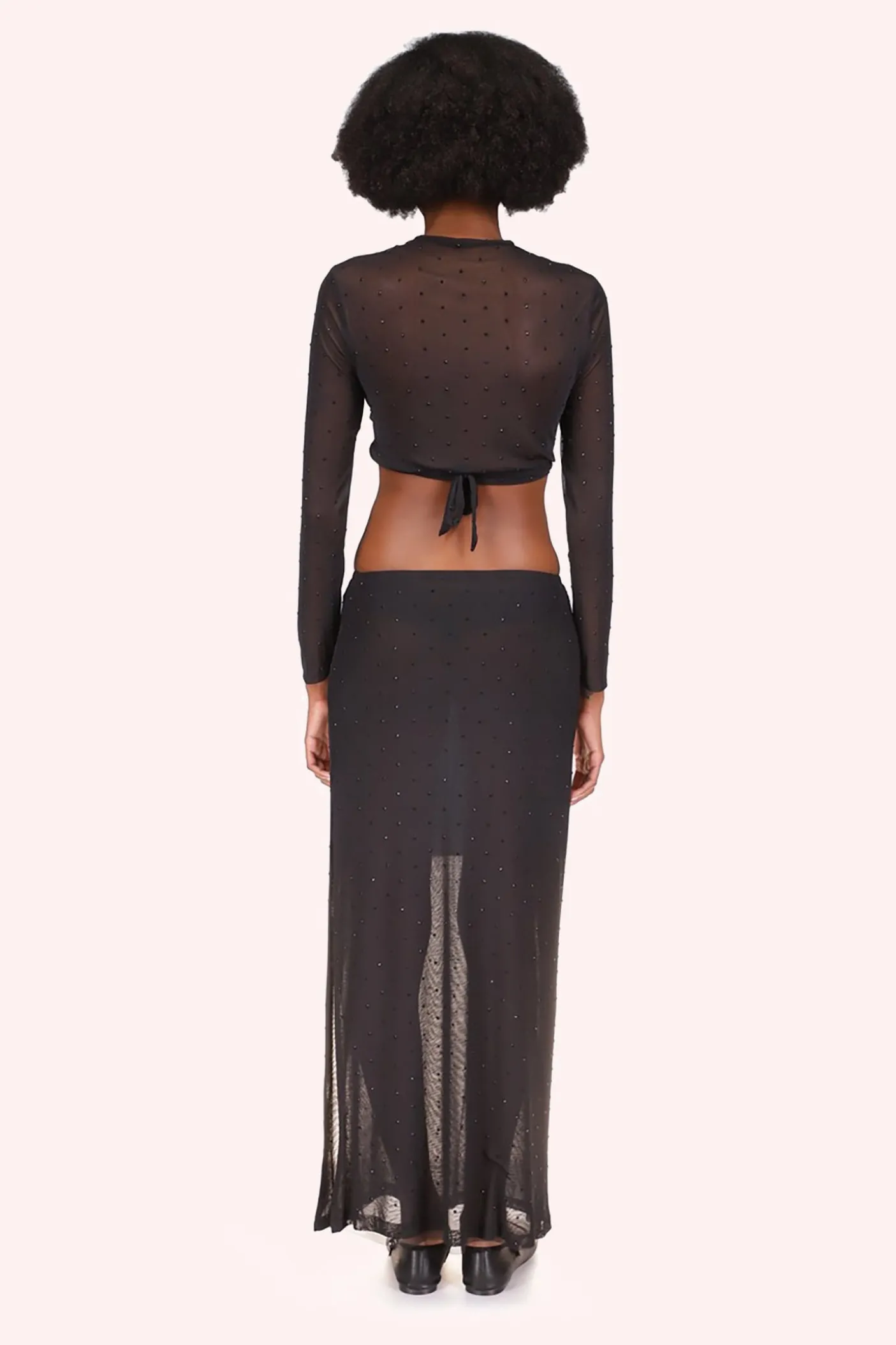 Rhinestone Mesh Tie Top