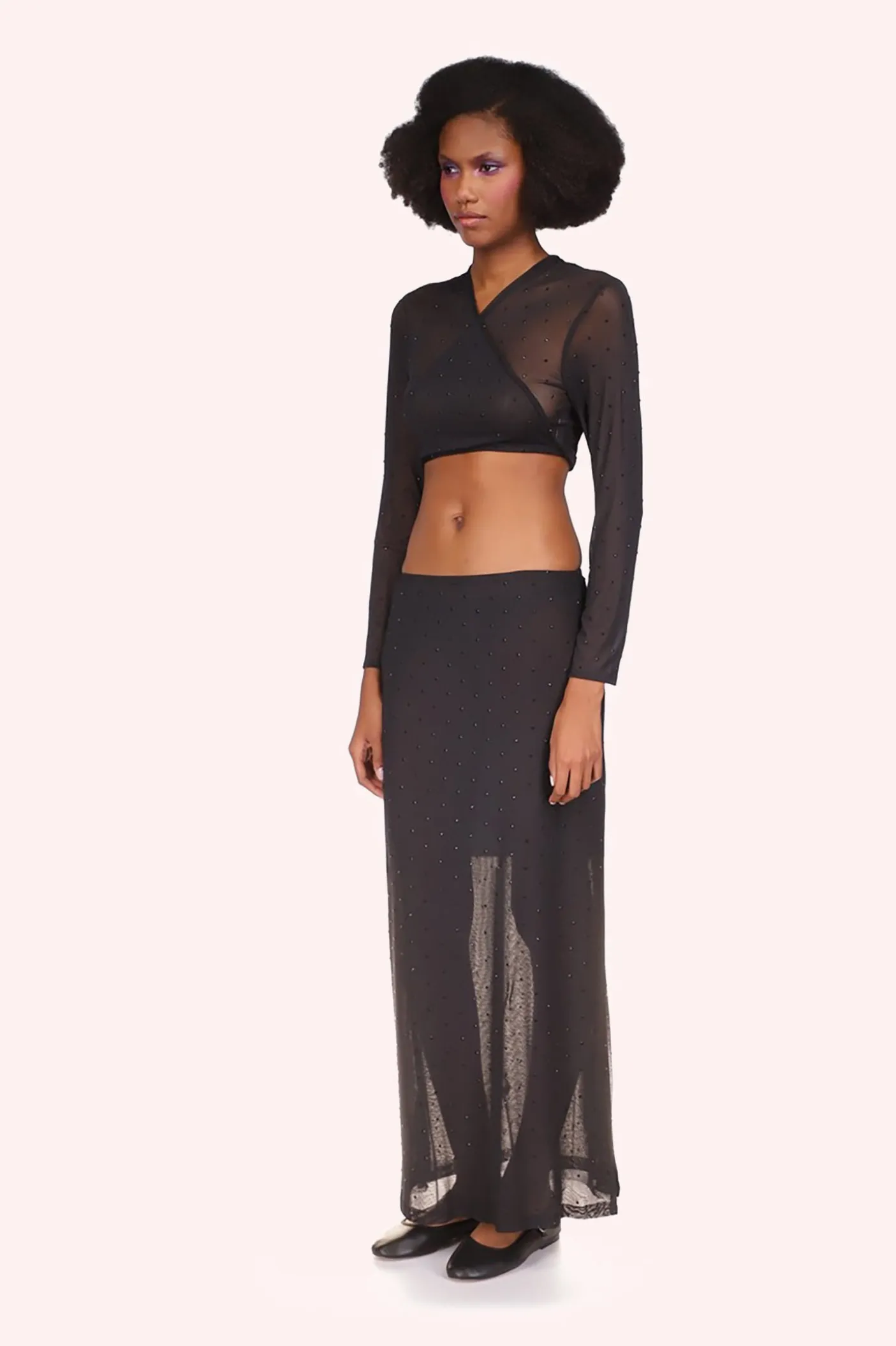 Rhinestone Mesh Tie Top