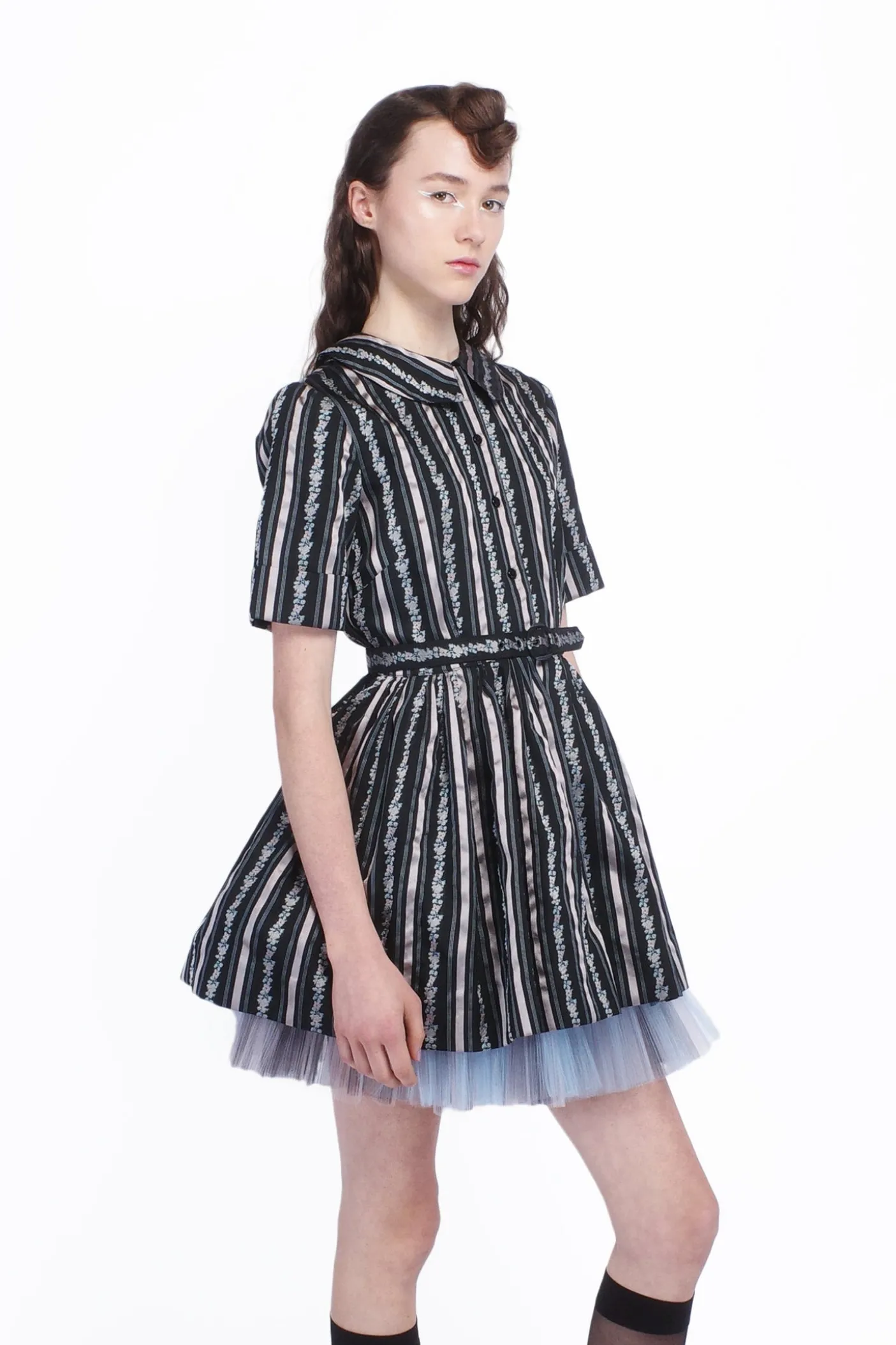 Ribbon Roses Belted Mini Dress