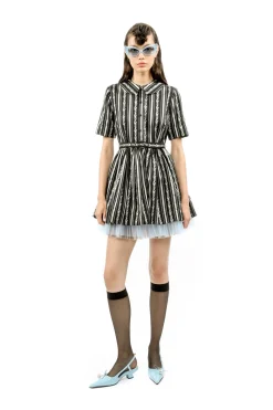 Ribbon Roses Belted Mini Dress