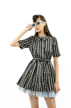 Ribbon Roses Belted Mini Dress