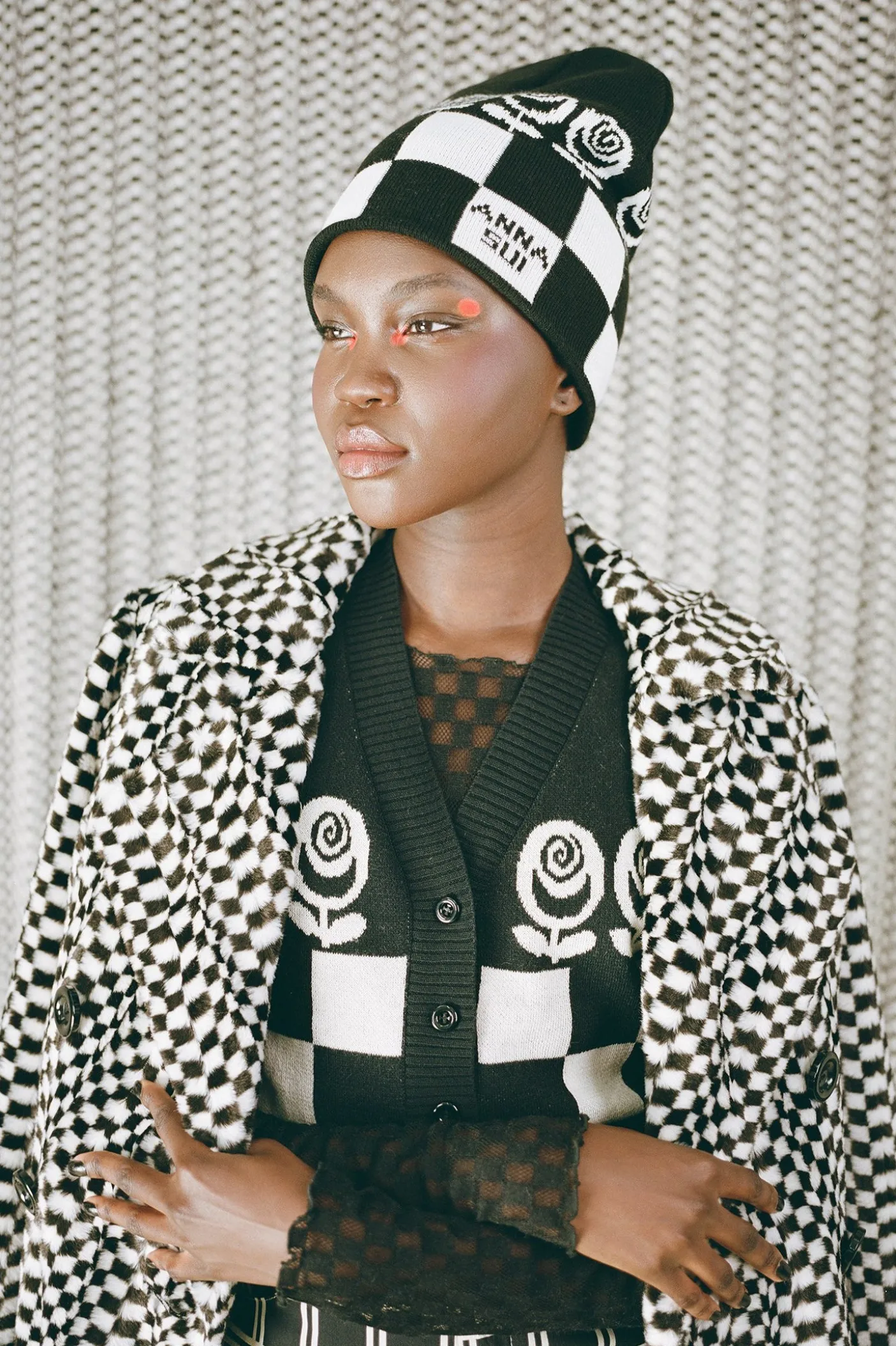 Rose Checker Beanie