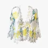 Rose Printed Chantilly Lace V-neck Blouse
