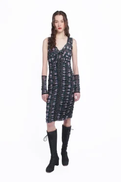 Rosetti Mesh Ruched Tie Dress