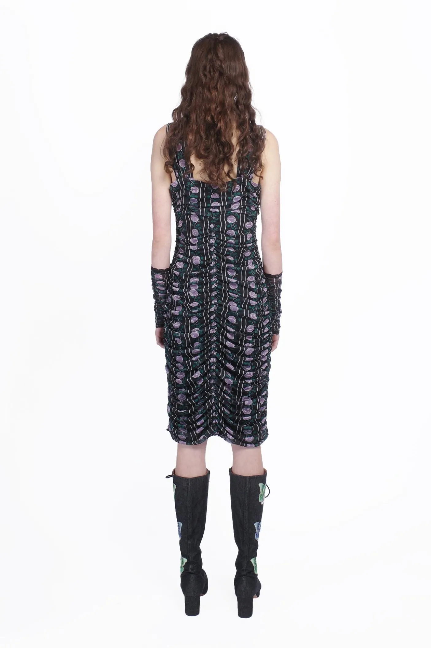 Rosetti Mesh Ruched Tie Dress