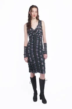 Rosetti Mesh Ruched Tie Dress