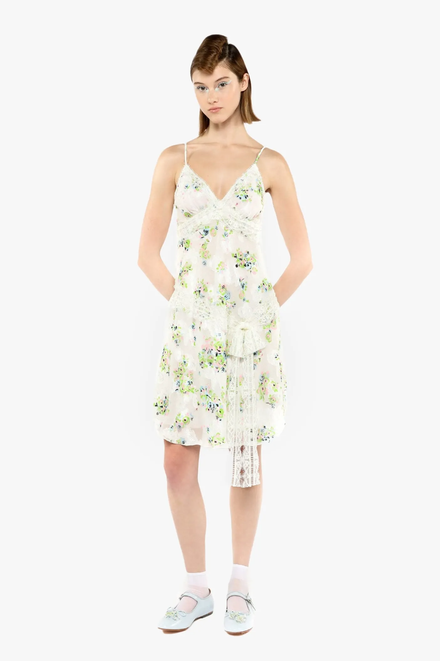 Rosies Posies Chiffon Romantic Lace Slip Dress
