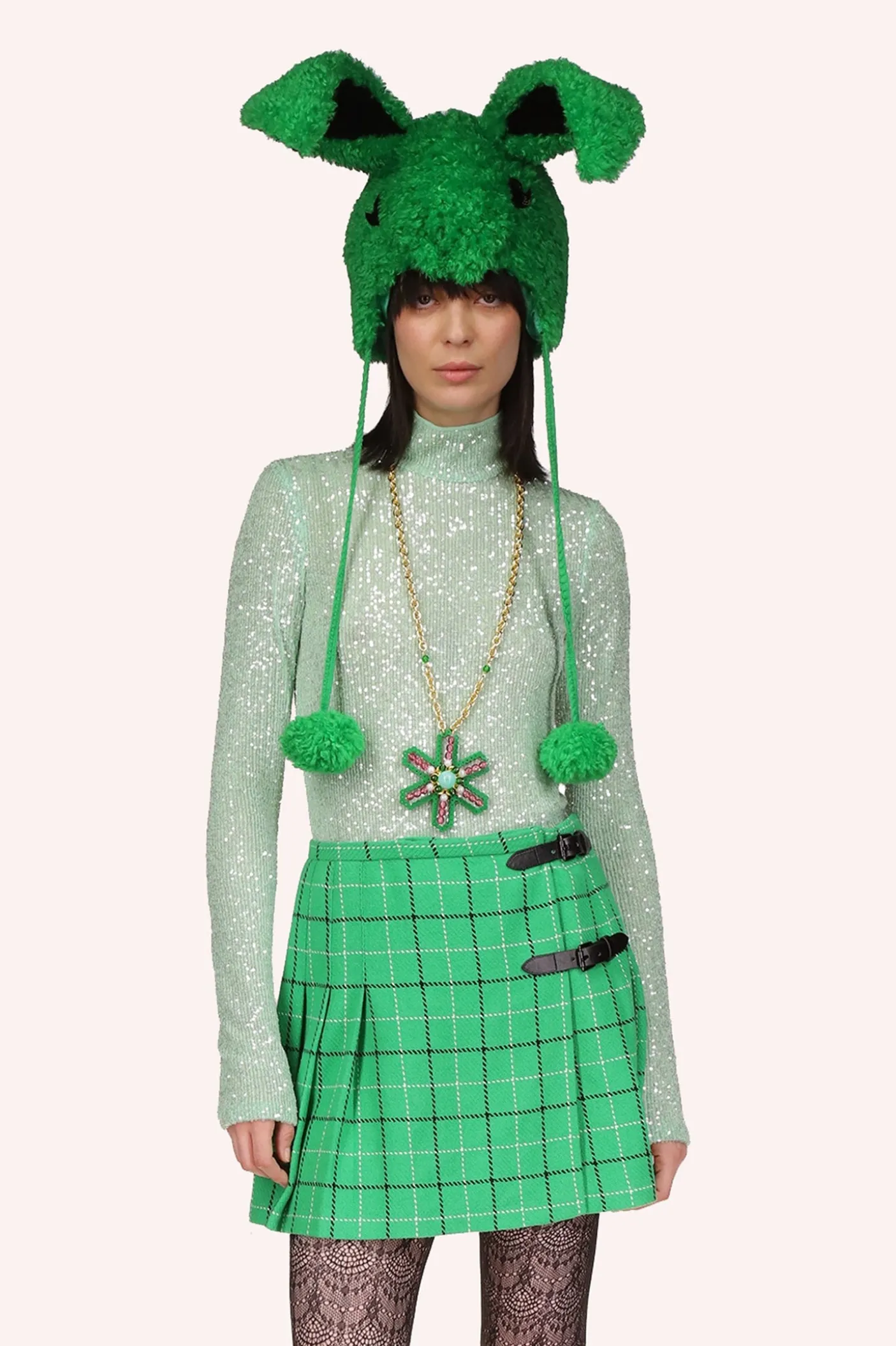 Sequin Mesh Turtleneck