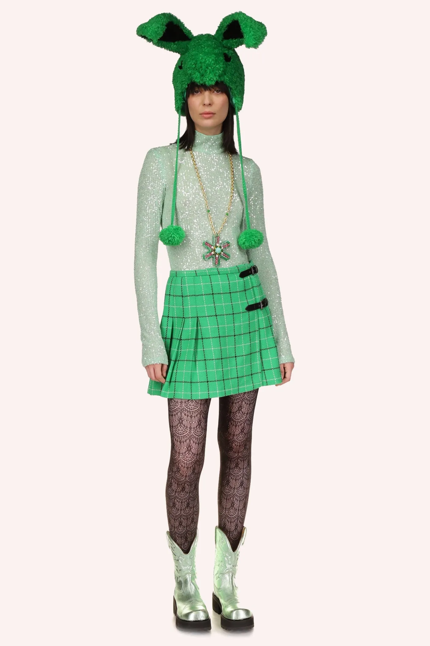 Sequin Mesh Turtleneck