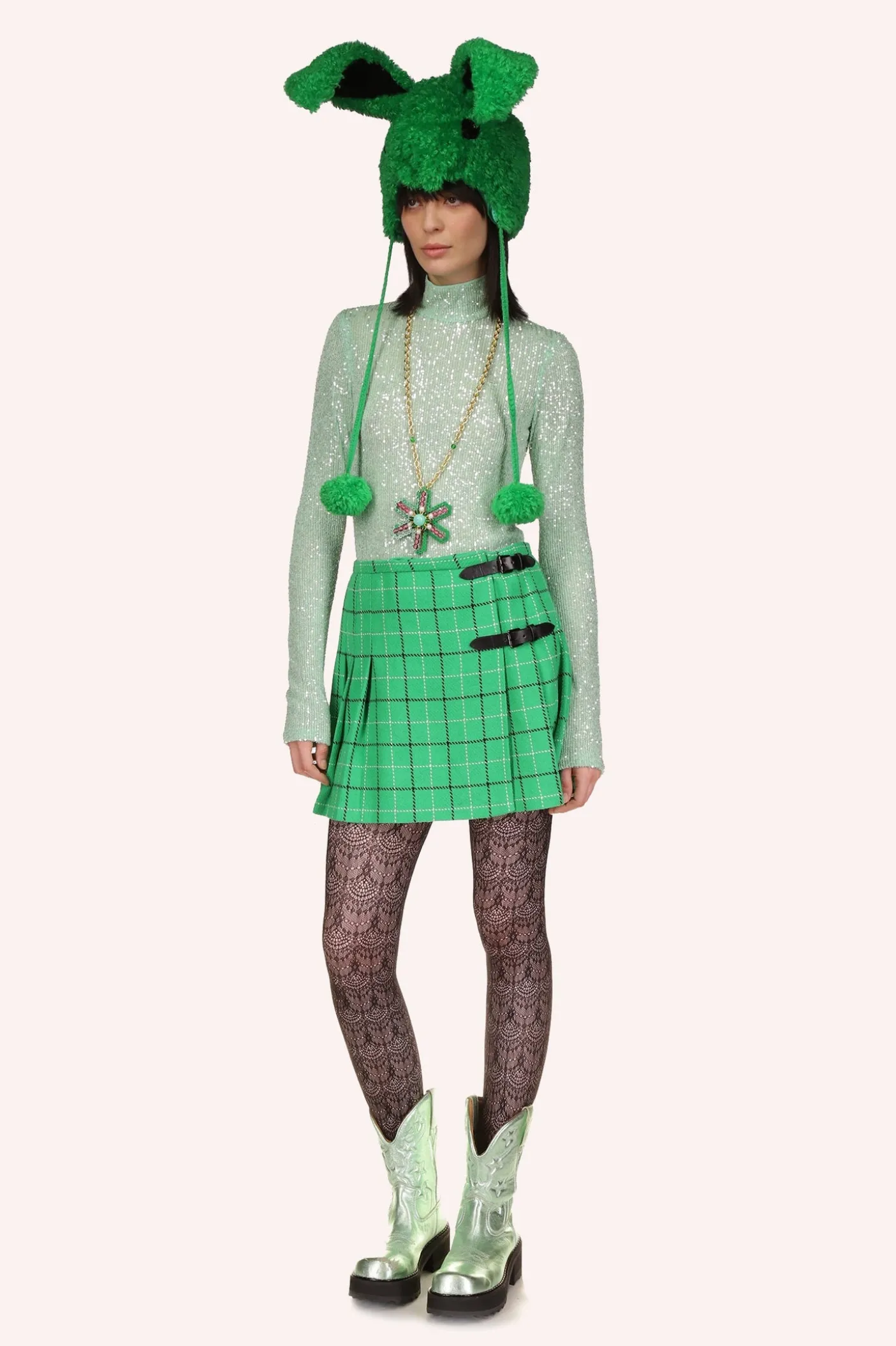 Sequin Mesh Turtleneck