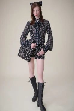 Sleeping Beauty Embroidered Faux Suede Shorts