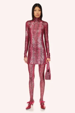 Snakeskin Sequin Turtleneck Dress