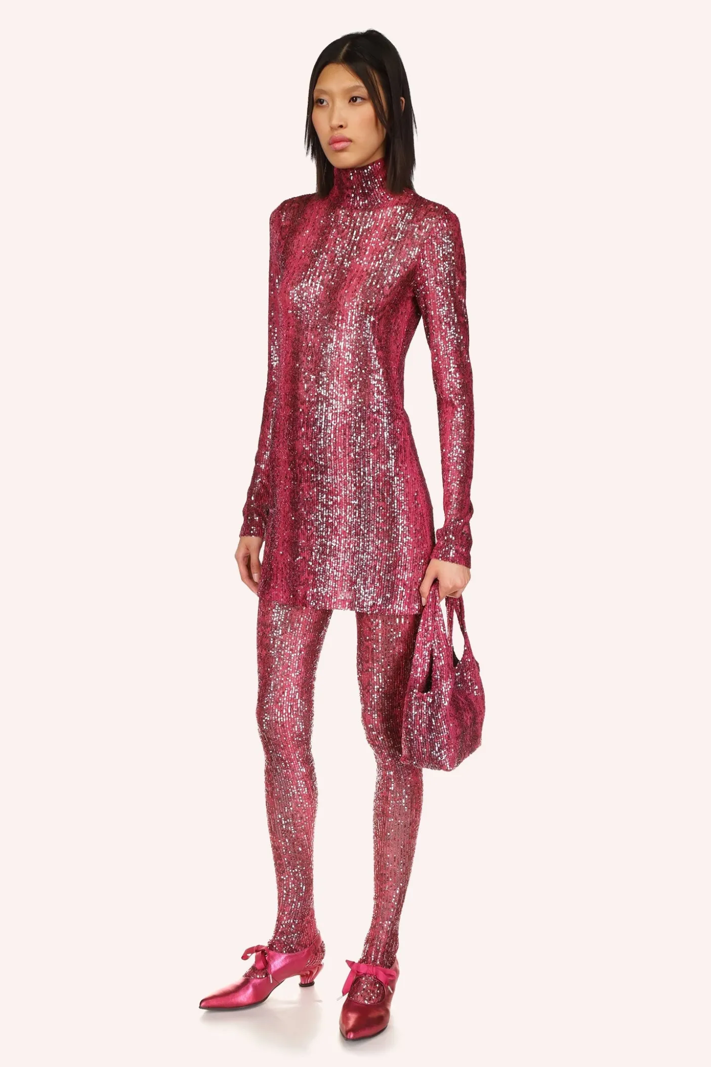 Snakeskin Sequin Turtleneck Dress