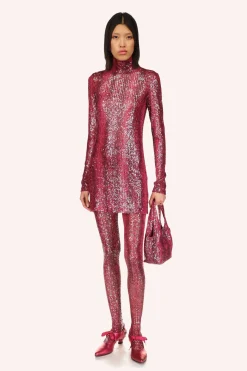 Snakeskin Sequin Turtleneck Dress