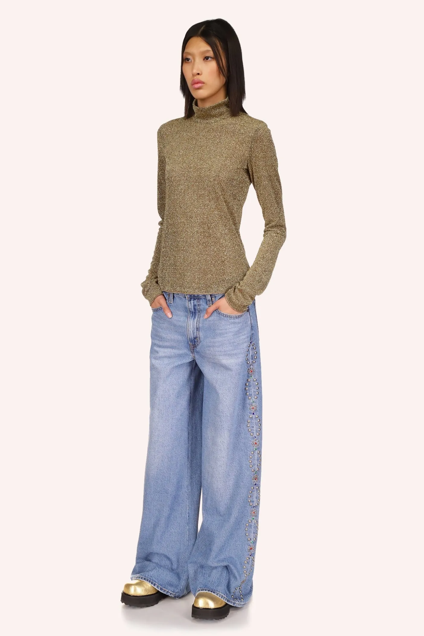 Sparkling Mesh Turtleneck