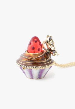 Strawberry Cupcake Necklace - Red Multi