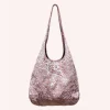 Swirling Embroidery Hobo Bag