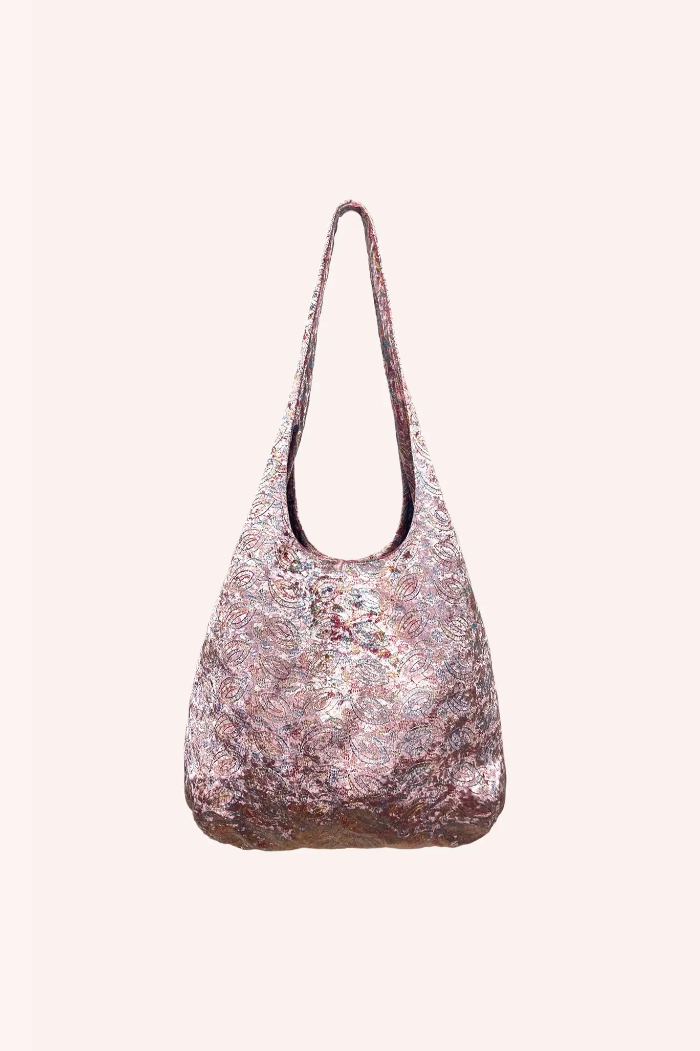 Swirling Embroidery Hobo Bag