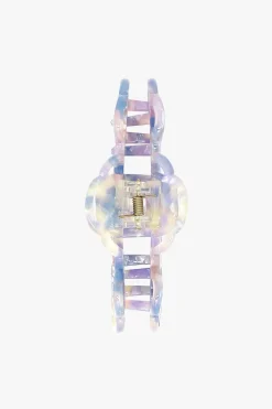 Triple Open Flower Rose Jaw Clip- Blue Lavender