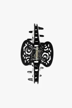 Vintage White & Black Two-Tone Open Scroll Jaw Clip