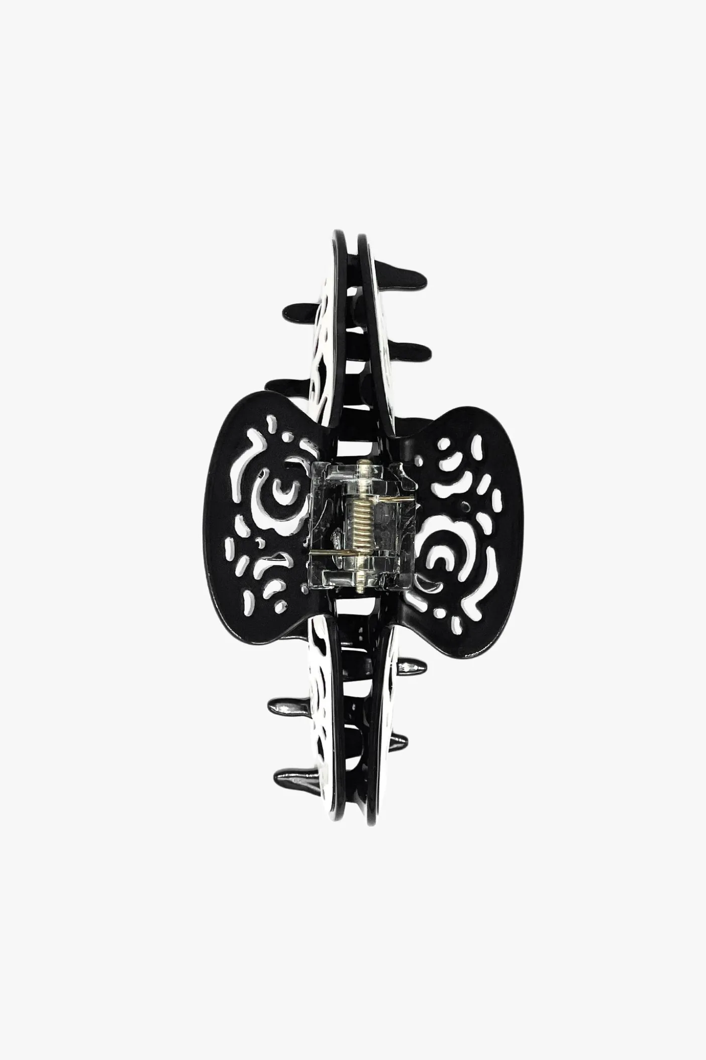 Vintage White & Black Two-Tone Open Scroll Jaw Clip