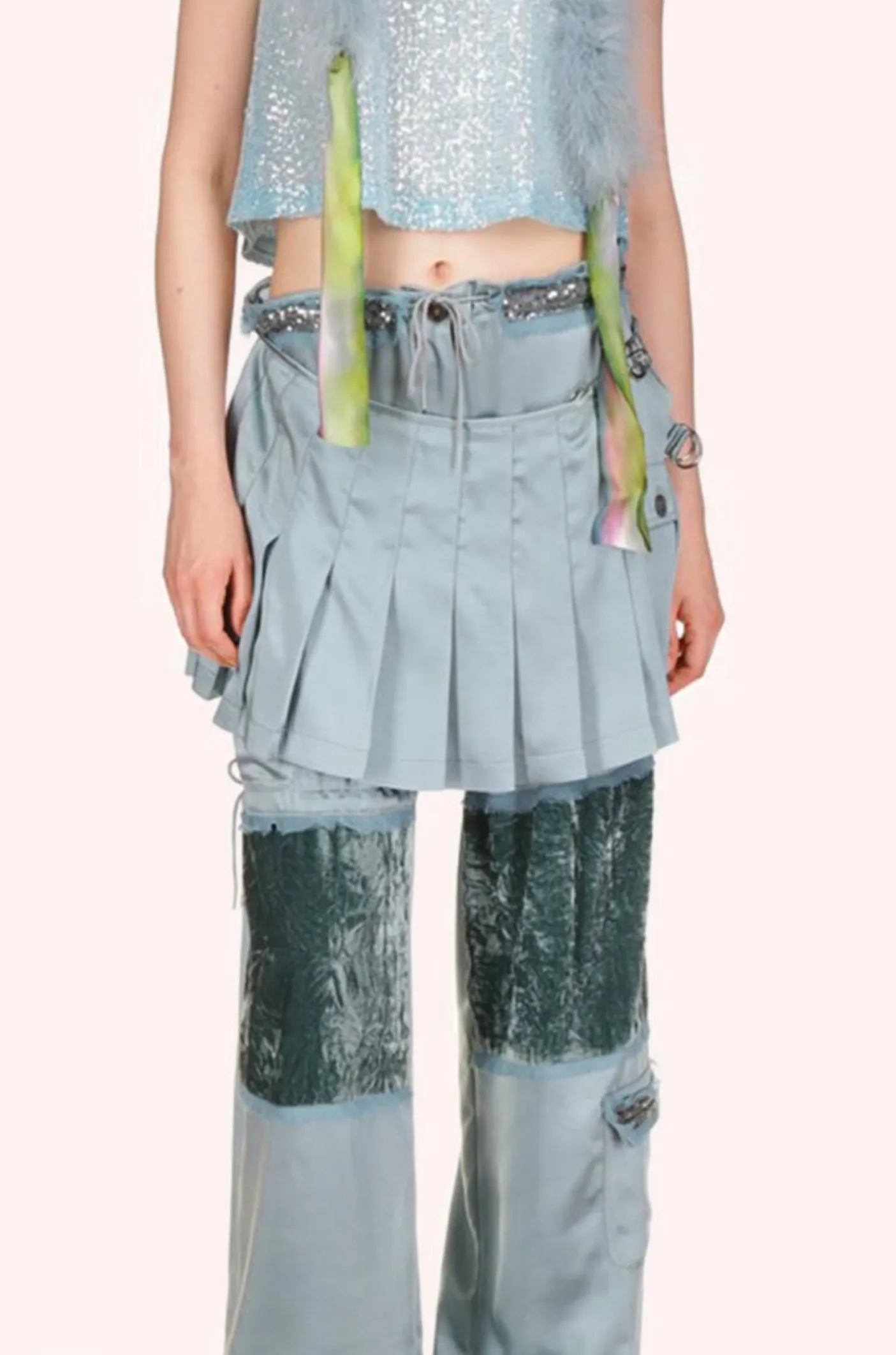 Washed Satin Pleated Wrap