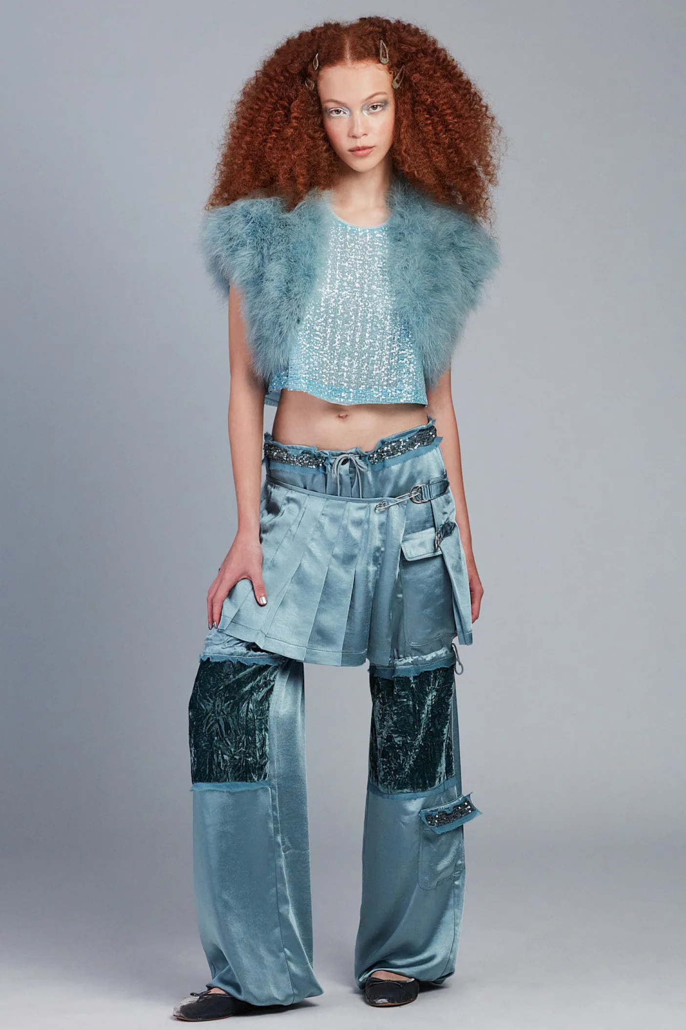 Washed Satin Pleated Wrap