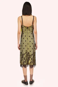 Washed Satin With Lace Dress