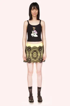 Washed Satin With Lace Mini Skirt