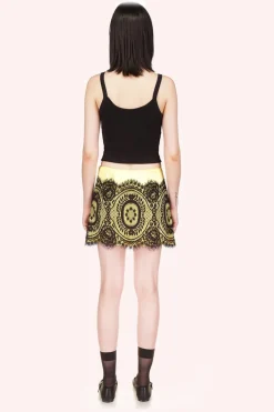 Washed Satin With Lace Mini Skirt