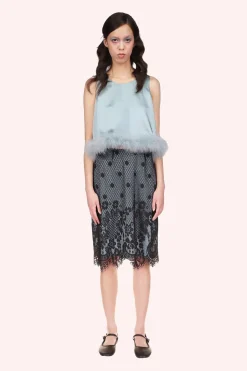 Washed Satin With Lace Pencil Skirt