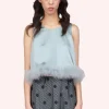Washed Satin With Lace Top Trimmed With Marabou Feather